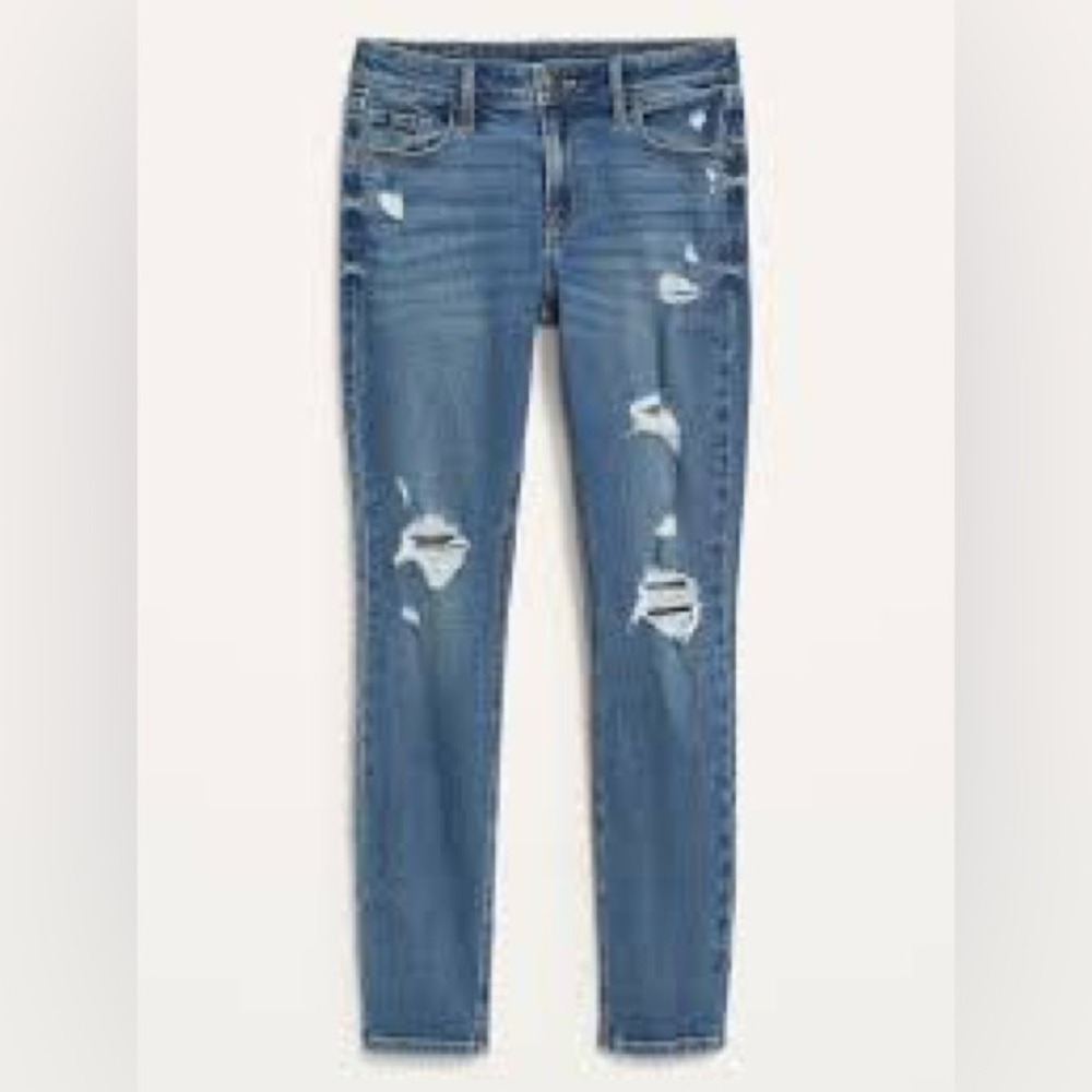 Old Navy Distressed Rockstar Super Skinny Mid Rise Jeans